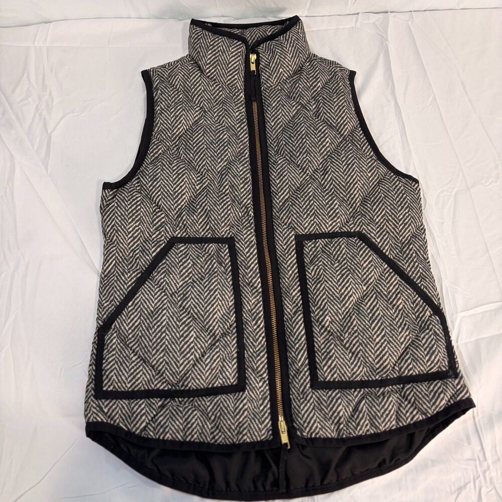 J.Crew Herringbone Excursion Quilted Puffer Vest Size XXS Down Alternative